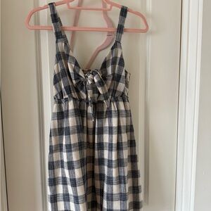 ILLA ILLA Navy and Cream Checkered Mini Dress